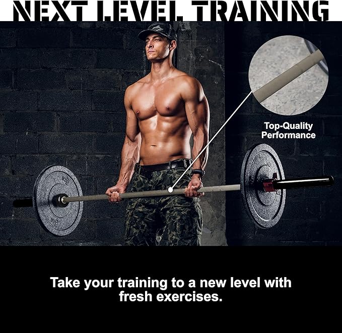 Tribe WOD Olympus Barbell Bar & Weight Bar - Durable, Bend-proof for Men and Women, Multipurpose Cerakote Weightlifting and Powerlifting Barbell for Home and Gym - Maximum Training Adaptability