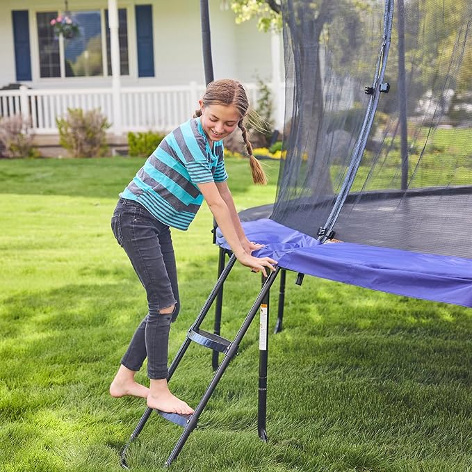 123JUMP by Skywalker Trampolines 10FT 12FT 14FT Outdoor Trampoline with Enclosure and Ladder, Round Recreational Trampoline for Kids with ASTM Approval, Spring Pad Cover, Heavy Duty Jump Mat
