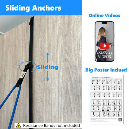 FITKIT Sliding Door Anchor for Resistance Bands, Adjustable Height