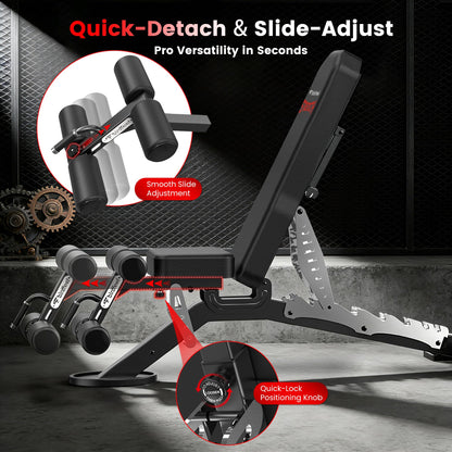 Adjustable Weight Bench, 1800LBS Heavy Duty Workout Bench for Home Gym