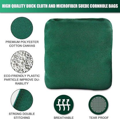 JIMTERRY Professional Cornhole Bags Set of 8 Dual Sided Corn Holes Bags Double Sided Regulation Slick and Stick Corn Hole Bean Bags for Pro Corn Hole Game