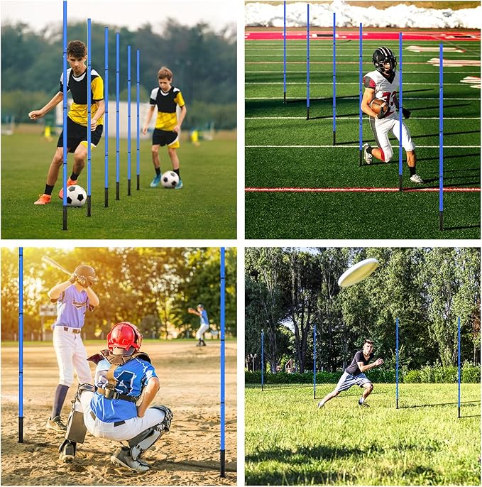 Soccer Agility Training Equipment: 6 Soccer Agility Poles, 20ft Agility Ladder, 10 Soccer Cones, 1 Jump Rope. Soccer Training Poles for Speed Training, Agility Training