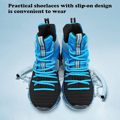 JMFCHI Kids Basketball Shoes High-top Sports Shoes Sneakers Durable Lace-up Non-Slip Running Shoes Secure for Little Kids Big Kids and Boys Girls