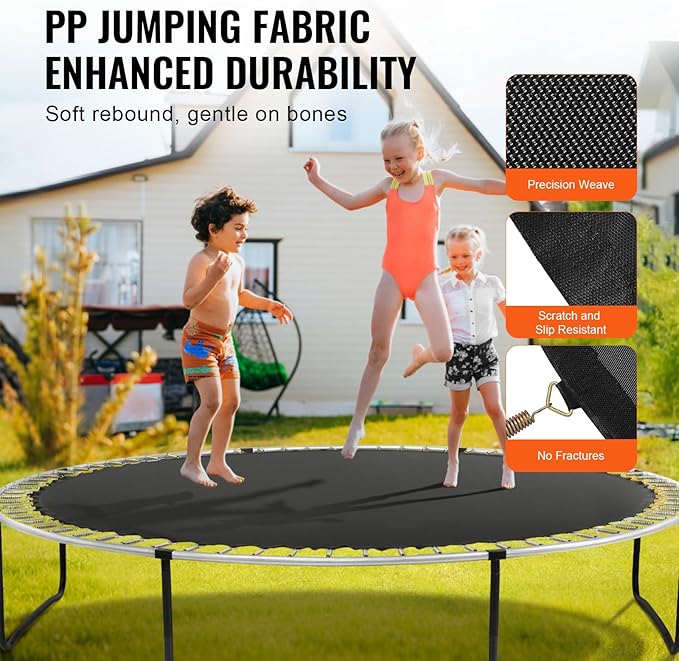 VEVOR Replacement Trampoline Mat, Universal Jumping Round Trampoline, Reinforce UV-Resistant Mat with Spring Tool & Durable V-Rings