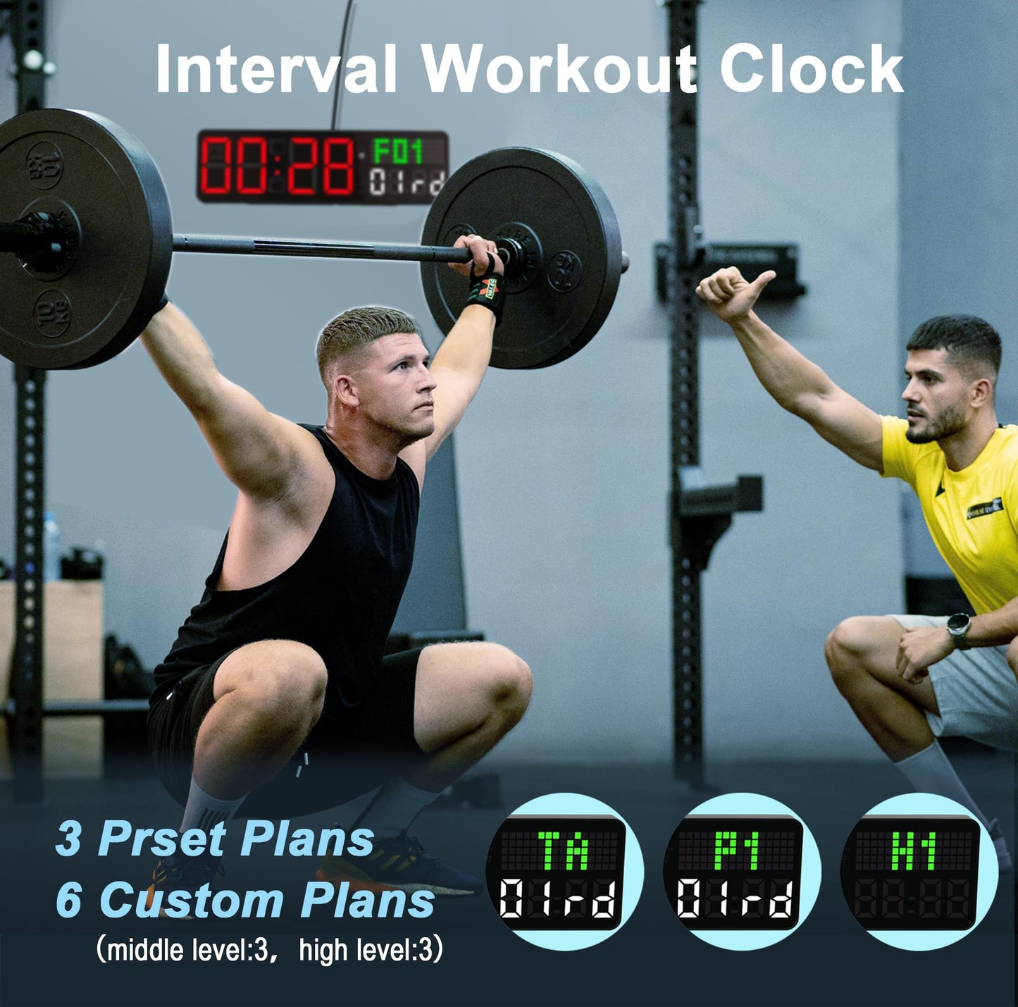 Home Gym Timer, 12'' Interval Workout Clock with Seconds | Remote Control | 5 Display Modes, 4