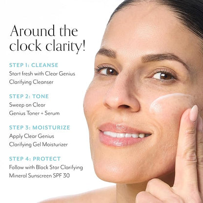 Bliss Clear Genius Clarifying Gel Moisturizer with CLARITY 5 Complex | Salicylic Acid, Niacinamide & Witch Hazel for Blemish-Prone Skin, 1.7 fl oz