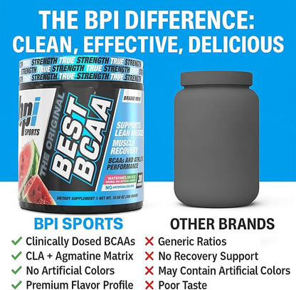 BPI Sports Best BCAA Powder, Branched Chain Amino Acids, Watermelon Ice, 60 Servings, 1.32 Pound, 21.12 oz