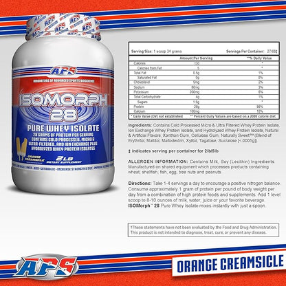 APS Nutrition IsoMorph 28 Protein Powder | Pure Whey Isolate | Cold Pressed, Ultra- Filtered, & Ion Exchange Isolates | 28g Protein | 2 Pound (Orange Creamsicle)