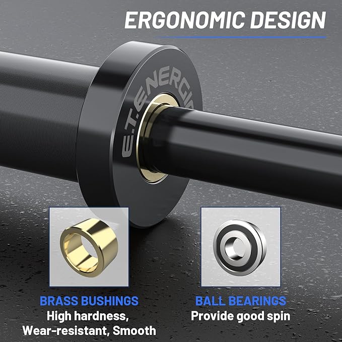 4ft Olympic Barbell 20KG Bar Load 500lbs Capacity Available Men's Barbell with Hard Chrome Sleeves for 2" Olympic Plates