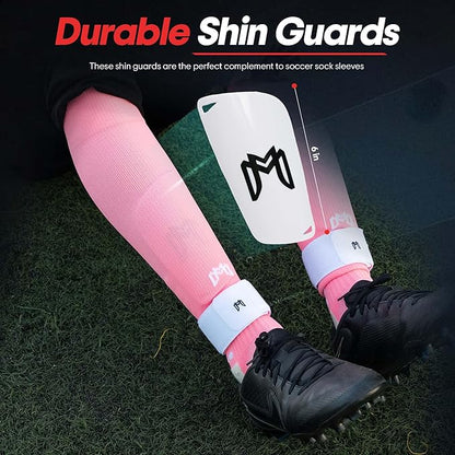 Soccer Grip Socks, Shin Guards, Pre Cut Sock Sleeves, and Guard Straps Bundle Pack - Essential Equipment for Soccer Players - for Mens, Women, Youth, Size 7 to 12 US Men Shoe Size