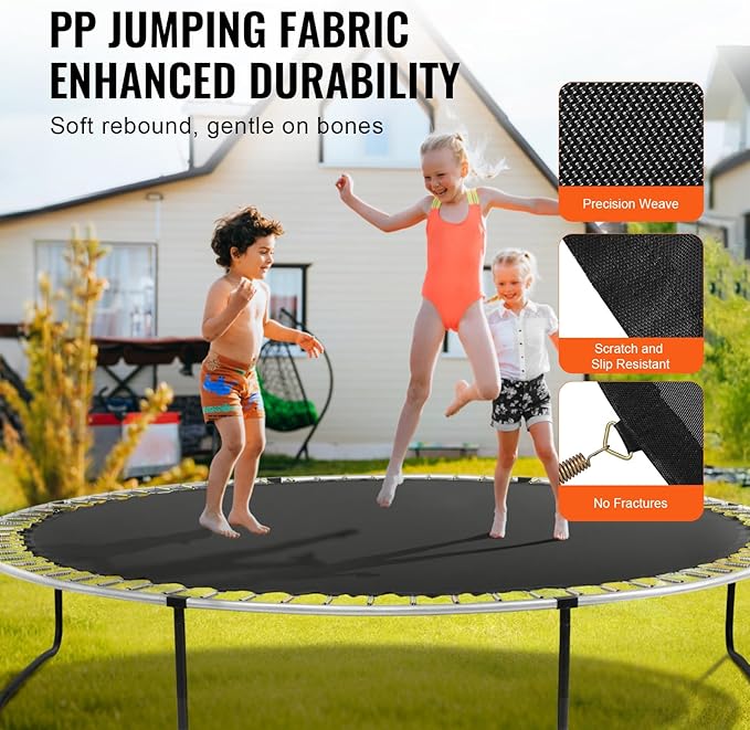 VEVOR Replacement Trampoline Mat, Universal Jumping Round Trampoline, Reinforce UV-Resistant Mat with Spring Tool & Durable V-Rings
