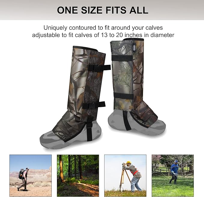 Snake Gaiters Leg Guards, Waterproof Snake Guards, Adjustable Snake Bite Protection for Lower Legs, Snake Chaps for Men&Women