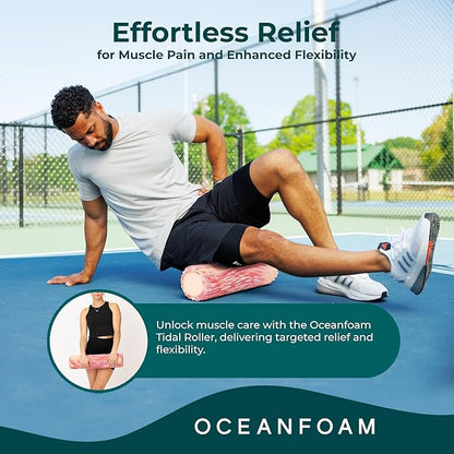 Oceanfoam Tidal Roller - Cotton Candy - Muscle Massage Foam Roller for Back Pain & Stretching - Firm and Ergonomic Wide Wave Textured - Yoga, Athletics, & Wellness - Full Size, 20" x 5"