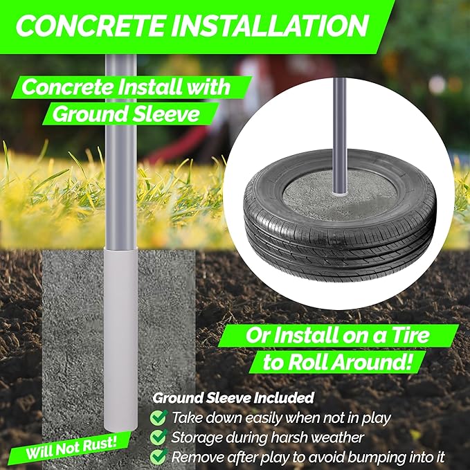 STERLING Sunnywood Sports Heavy Duty Tetherball Set for Outdoor Backyard with Ball, Rope and Pole 10-1/2' Height