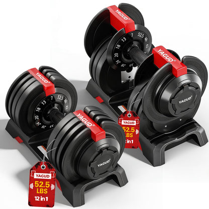 Yagud Adjustable Dumbbell Set, Adjustable Weights Dumbbells, 52.5/90 lbs