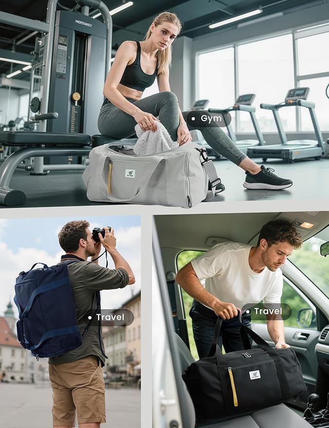 SKYSPER Gym Bag Men Women - 40L Sports Bag Duffle Backpack with Shoe Compartment Wet Pocket for Fitness,Sport,Travel & Workout(Navyblue)