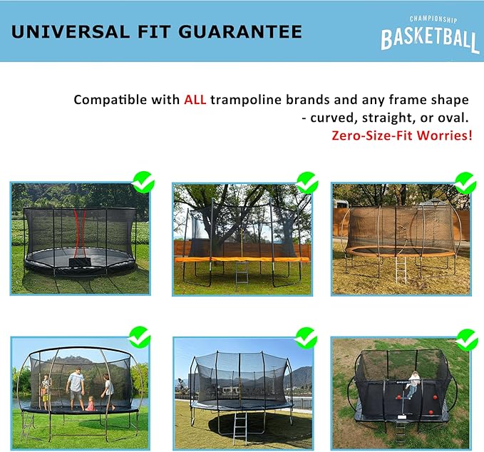Trampoline Basketball Hoop Attachment, with 3 Mini Balls and Air Pump, Fits All Trampoline Models, Universal Accessories of All Ages, Height and Angle Adjustable