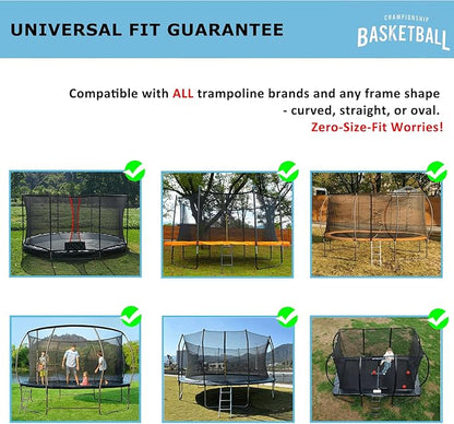 Trampoline Basketball Hoop Attachment, with 3 Mini Balls and Air Pump, Fits All Trampoline Models, Universal Accessories of All Ages, Height and Angle Adjustable