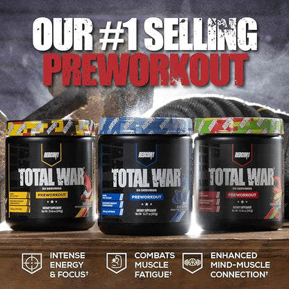 REDCON1 Total War Pre Workout, Orange Crush - Contains 320mg of Caffeine from Green Tea, Juniper & Beta Alanine - Pre Work Out with Amino Acids to Increase Pump, Energy + Endurance (30 Servings)