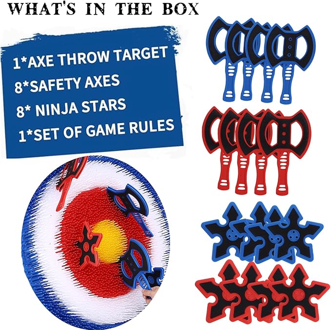 Axe Throwing Bristle Target with 8 Throwing Axes Set,Axe Throwing Game for Backyard, Indoor &Outdoor,Yard Games,Carnival Games
