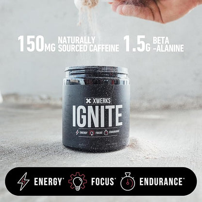 Xwerks Ignite Orange Pre Workout Powder, Natural Keto Pre Workout for Women and Men with Explosive Energy, Gluten Free Blend for Endurance and Stamina, 150mg Caffeine, 30 Servings