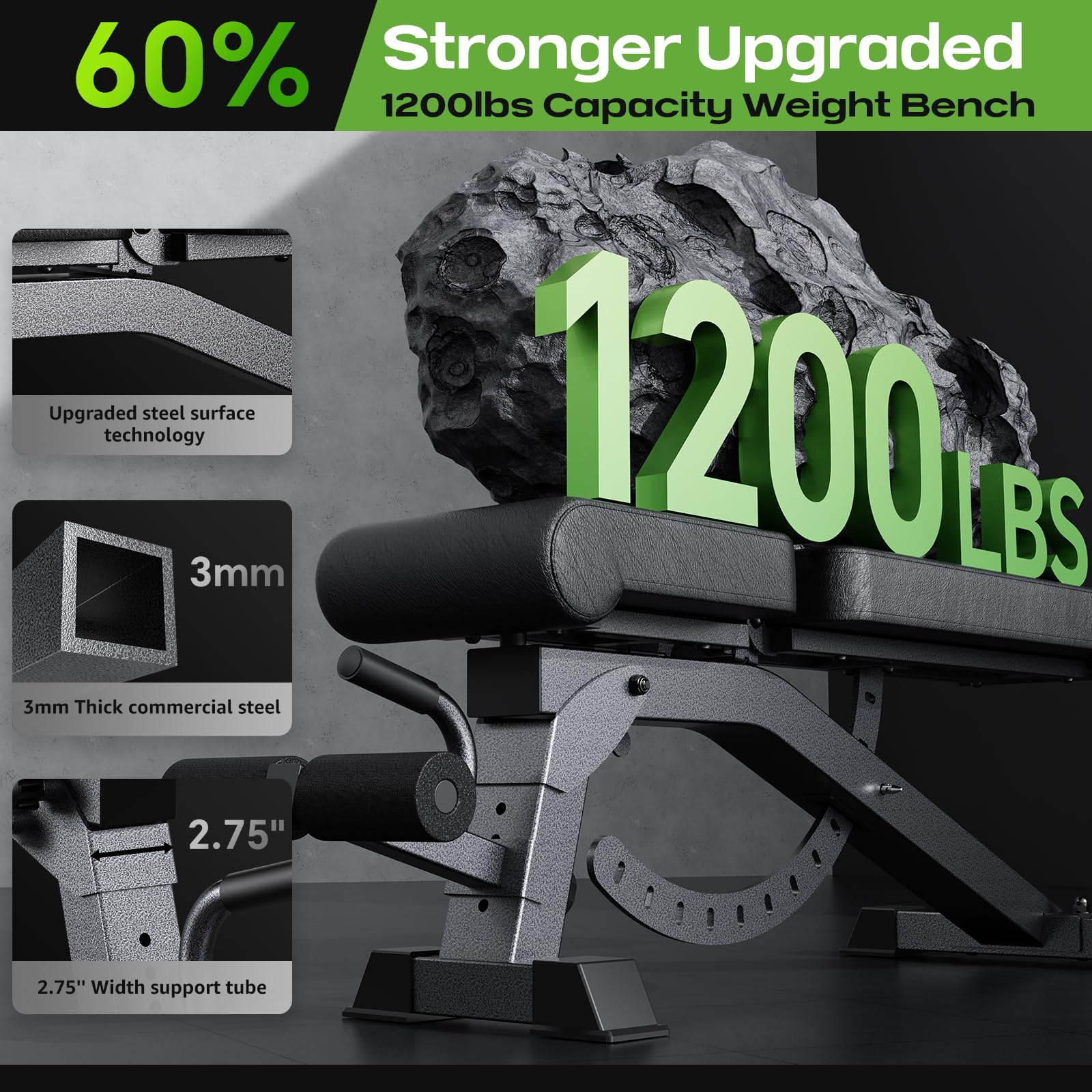 Adjustable Weight Bench for Home Gym, Heavy-Duty Incline Decline Bench with 12 Backrest Positions