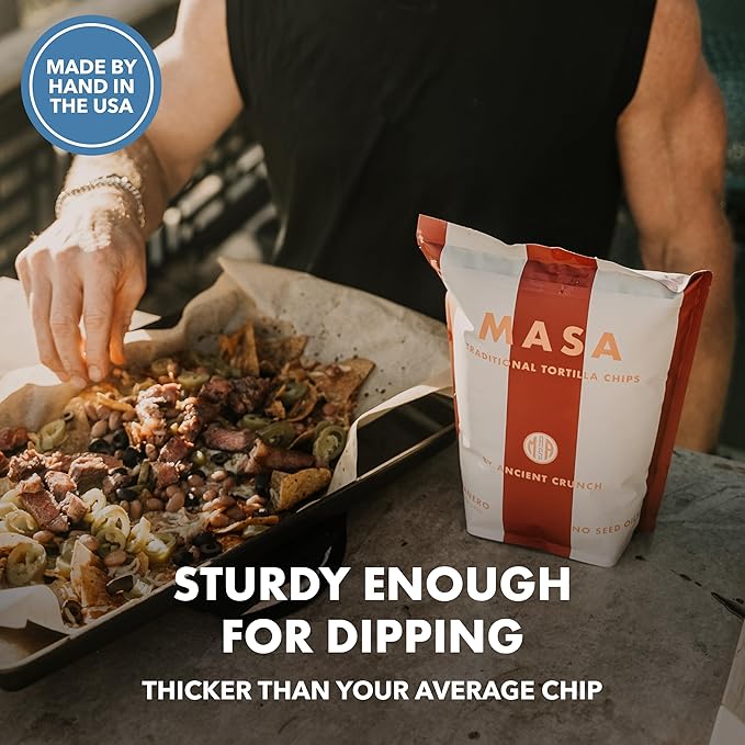 MASA Chips - Cobanero Tortilla Chips - Handmade Corn Tortillas - Spicy Chips & Snacks - Naturally Grown Yellow Corn, Grass Fed Tallow, Sea Salt, Chili - Seed Oil-Free Hot Chips - 2 Pack 5 Ounce Each
