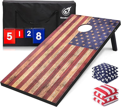 Cornhole Board Set for Adults - 4x2ft, Corn Hole Game with Scoreboard, Outdoor Yard & Lawn Games, Heavy-Duty Wood Construction, Includes 8 Durable Bean Bags, Family Sports