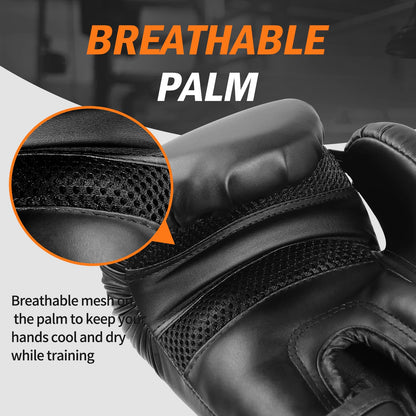 FIVING Boxing Gloves for Men and Women (Black,12oz)