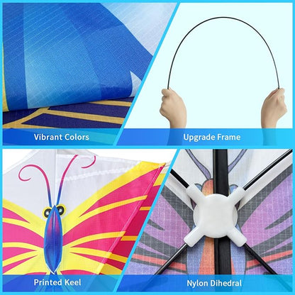 Xida Butterfly Kite for Kids & Adults, Easy to Fly, Ages 4-8, Large Kite with 300ft Handle, Perfect for Beach Trips
