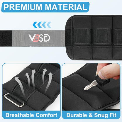 VBSD Adjustable Ankle Weights for Men Women, 10lb 1 Pair Leg Weight Straps, Weighted Ankle Weights