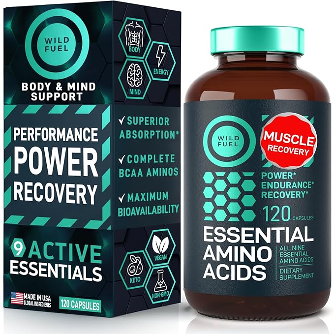 Essential Amino Acids Supplement ??3,000mg Leucine, Lysine, Isoleucine, Tryptophan Complete Complex - All 9 Best Amino Acids for Muscle Growth, Power, Recovery - 120 Vegan, Keto-Friendly BCAA Capsules