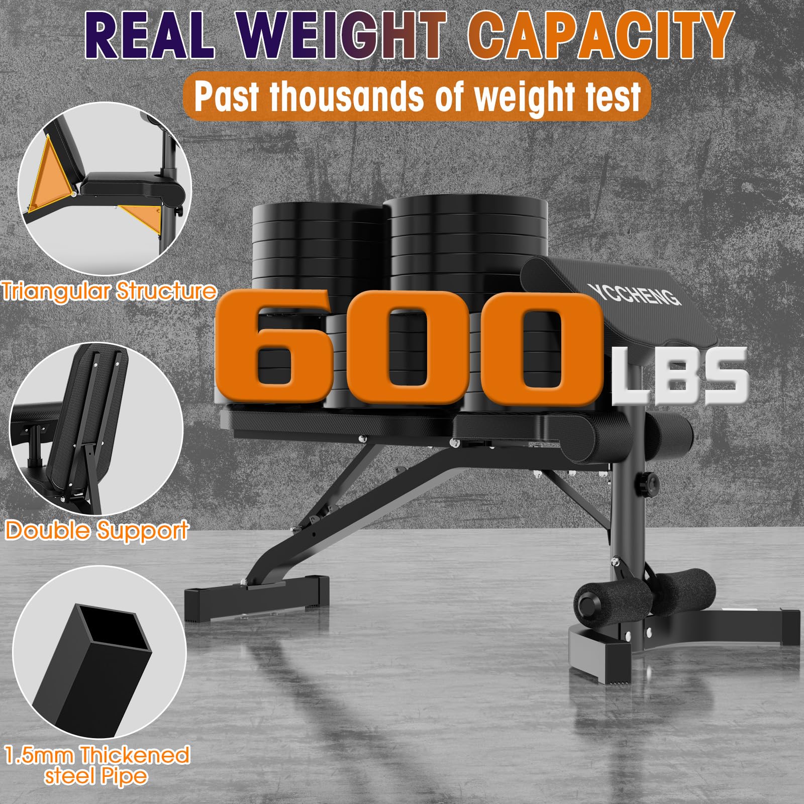 YCCHENG Adjustable Weight Bench with Barbell Rack Set for Home Gym