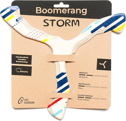 Wooden Boomerang Storm v2 | Handcrafted Returning Boomerang | Easy-to-Throw Design for Beginners | Fun Outdoor Game | Thin, Lightweight and Safe to Use Idea | Suitable for 14+