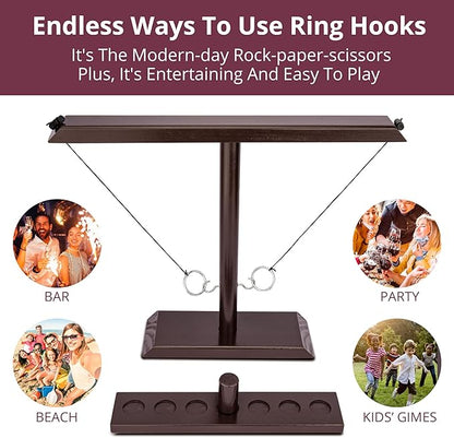 DreamToyz Ring Toss Games for Adults, Yard Games, Patio Decor, Outdoor Indoor Games, Wooden Hook and Ring Game for Bars, Home, Party, 15.7" X 13" Large Size