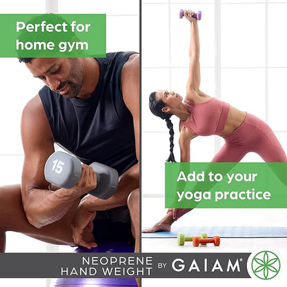 Gaiam Dumbbell Hand Weight (Sold in Singles) - Neoprene Coated Exercise & Fitness Dumbbell for Home Gym Equipment Workouts Strength Training Free Weights for Women, Men