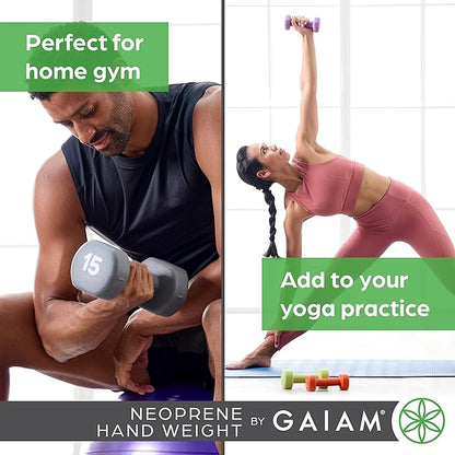 Gaiam Dumbbell Hand Weight (Sold in Singles) - Neoprene Coated Exercise & Fitness Dumbbell for Home Gym Equipment Workouts Strength Training Free Weights for Women, Men