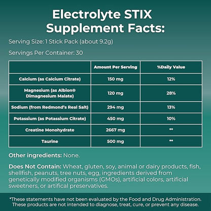 MYOXCIENCE Electrolyte STIX | Creatine Electrolyte Powder | Recovery from Exercise & Muscle Development w/Real Salt (Unflavored) (Stix 30 ct)