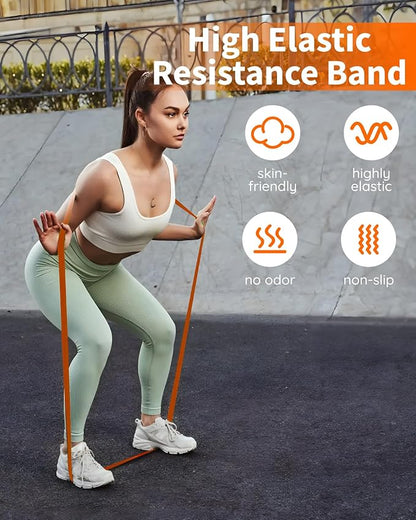 Resistance Bands Set - Pull Up Bands for Men Women, Exercise Bands Resistance with Door Anchor, Training Poster & Pouch for Body Stretching, Pull Up Assist