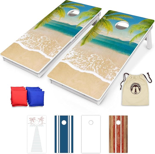 GoSports 4 x 2 ft Resort Collection All Weather Cornhole Boards - Choose Rustic, Beach, White DIY
