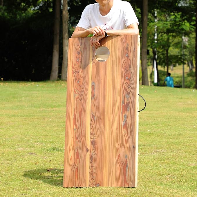 Solid Wood Premium Cornhole Game Set, Bean Bag Toss Game for Tailgate, Outdoor, Backyard - Professional Portable Cornhole Boards & Set of 8 Cornhole Bean Bags (Junior, Tailgate, Regulation Size)