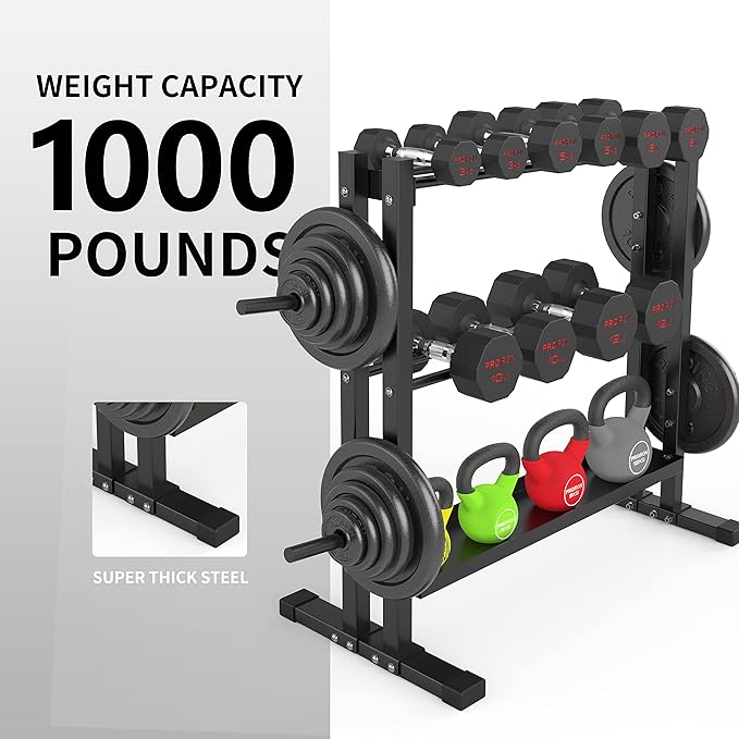PPROIRON Dumbbell Rack, Heavy Duty Thickened with 1000Lbs Load Capacity, Extra Large Capacity Weight Rack for Dumbbells Kettlebells, Home Gym Storage, Floor Protective Weight Stand Holder (Rack Only)