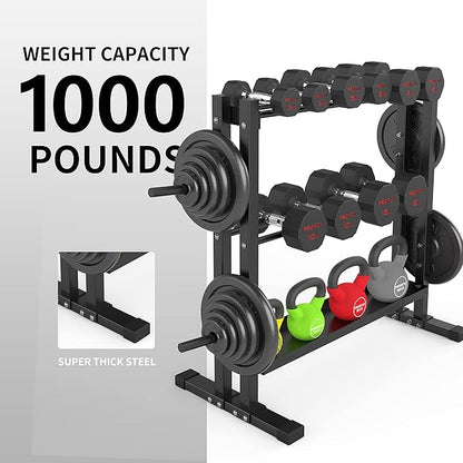PPROIRON Dumbbell Rack, Heavy Duty Thickened with 1000Lbs Load Capacity, Extra Large Capacity Weight Rack for Dumbbells Kettlebells, Home Gym Storage, Floor Protective Weight Stand Holder (Rack Only)