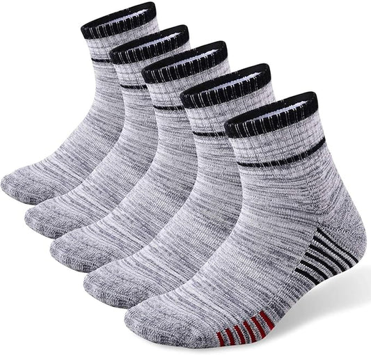 FEIDEER Men's Walking Hiking Socks, Wicking Cushion Quarter Crew Socks for Mens Outdoor Sports