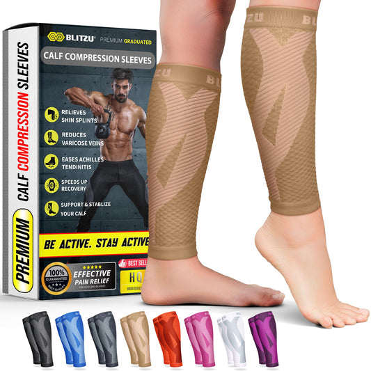 BLITZU Calf Compression Sleeves, Footless Compression Socks for Men & Women