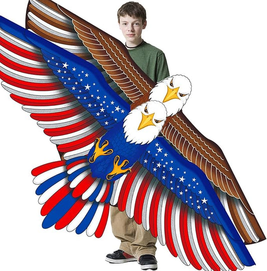 2 Pack Patriotic Eagle & Dragon Kite for Kids and Adults, Easy to Fly Huge Kites for Kids Ages 4-8 8-12 with 328FT String for Beach Trip Park Birthday Gift Family Outdoor Games and Activities
