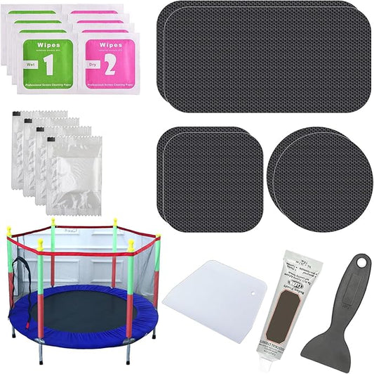 Heavy-Duty Trampoline Patch Repair Kit: 6 Self-Adhesive Patches (2 Square+2 Rectangular+2 Round)