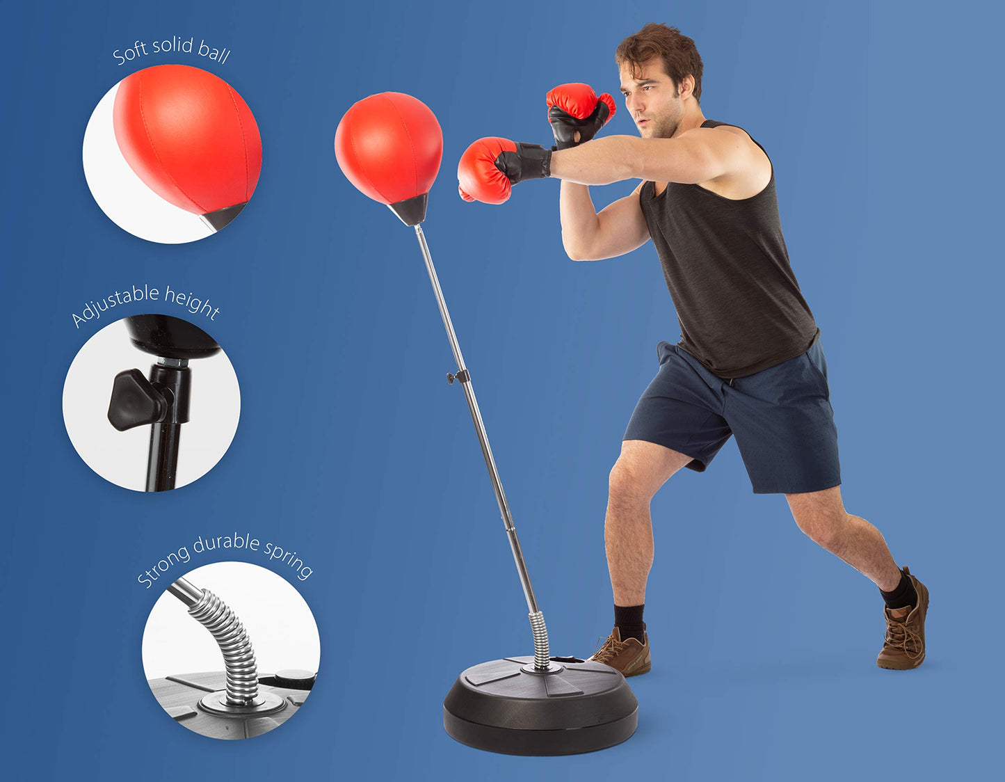 Tech Tools Punching Bag with Stand Adjustable Boxing Speed Bag Teens Adults
