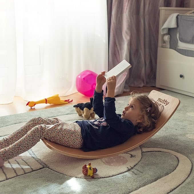 NUTTY TOYS Montessori Wooden Wobble Board for Kids & Adults -100% Natural Wood Balance Board Toddler Balancing Toy Unique Boy & Girl Open Ended Toy Best Christmas Stocking Stuffer Gifts Idea 2025