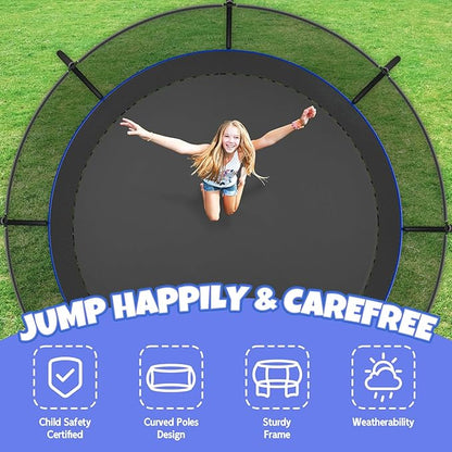 Trampoline 8FT 10FT 12FT 14FT 16FT, Outdoor Trampolines for Kids and Adults, Recreational Trampoline with Enclosure Net & Ladder, Round Trampoline ASTM Approved, 400/450LBS Weight Capacity